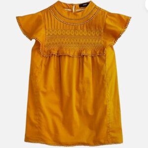 J.Crew Flutter-Sleeve Crochet Lace Top Golden Mustard